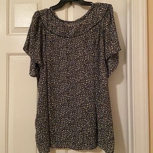 Loft floral blouse short sleeves navy size 22